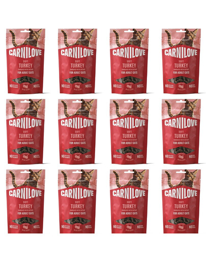 CARNILOVE Soft weiche Snacks mit Pute und Katzenminze für Katzen getreidefrei 12x50g