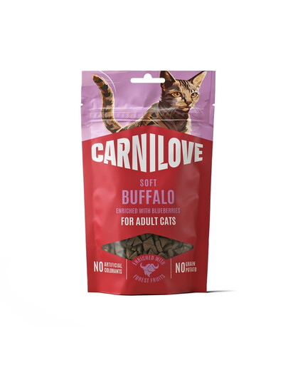 CARNILOVE Soft weiche Snacks mit Büffel und Heidelbeeren für Katzen getreidefrei 50g