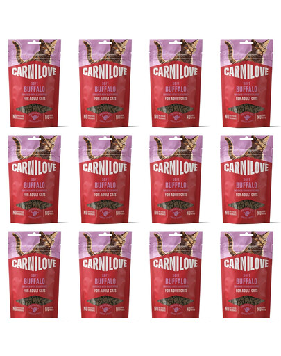 CARNILOVE Soft weiche Snacks mit Büffel und Heidelbeeren für Katzen getreidefrei 12x50g