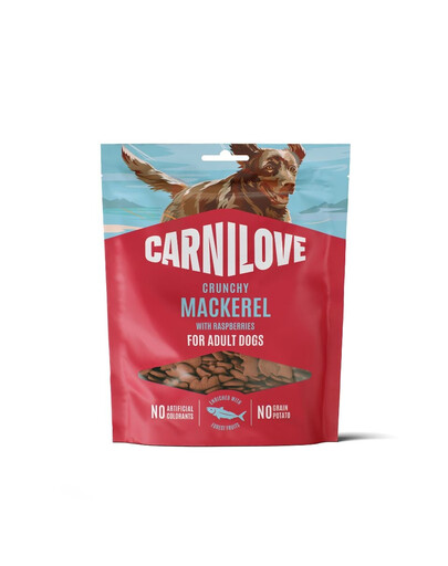 CARNILOVE Crunchy Snack mit Makrele und Himbeeren für adulte Hunde knusprig getreidefrei 200g