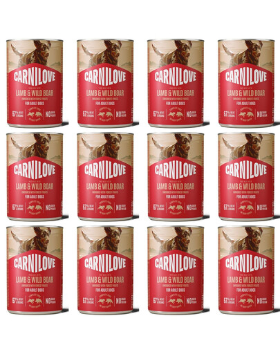 CARNILOVE Dog Can Nassfutter Pastete mit Lamm und Wildschwein für adulte Hunde 12x400g