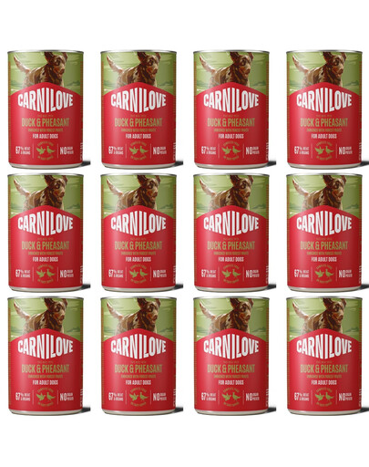 CARNILOVE Dog Can Nassfutter Pastete mit Ente und Fasan für adulte Hunde getreidefrei 12x400g