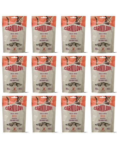 CARNILOVE gefriergetrocknete Snacks Rindfleisch und Katzenminze für Katzen getreidefrei 12x40g