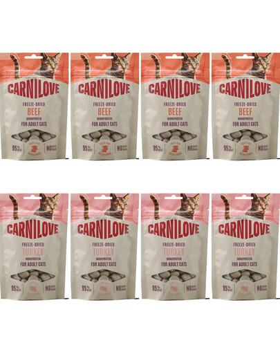 CARNILOVE Freeze-Dried gefriergetrocknete Snacks mit Pute und Rind für Katzen getreidefrei 8x40 g