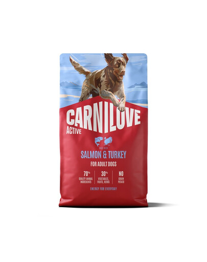 CARNILOVE Active Adult Trockenfutter mit Lachs und Truthahn für aktive Hunde aller Rassen getreidefrei 4 kg