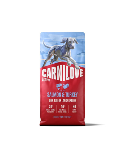 CARNILOVE Active Junior Large Breeds Lachs und Truthahn für Junior Junghunde großer Rassen 12 kg