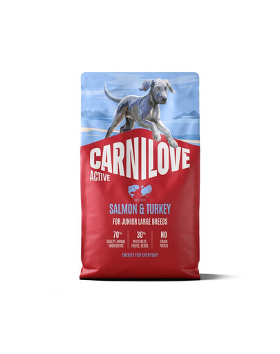 CARNILOVE Active Junior Large Breeds Trockenfutter Lachs und Truthahn für Junghunde großer Rassen 4 kg