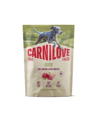 CARNILOVE True Fresh Duck Junior Large Trockenfutter mit Ente für Junghunde großer Rassen getreidefrei 1,5 kg
