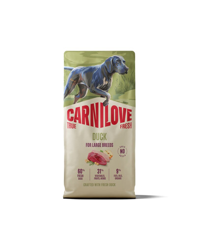 CARNILOVE True Fresh Duck Junior Large Trockenfutter mit Ente für Junghunde großer Rassen getreidefrei 12 kg