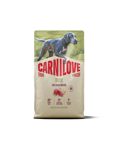CARNILOVE True Fresh Duck Adult Large Breeds Trockenfutter mit Ente für adulte Hunde großer Rassen getreidefrei 4 kg