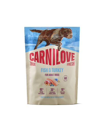 CARNILOVE True Fresh Fish and Turkey Adult Trockenfutter mit Fisch und Truthahn für adulte Hunde getreidefrei 1,5 kg