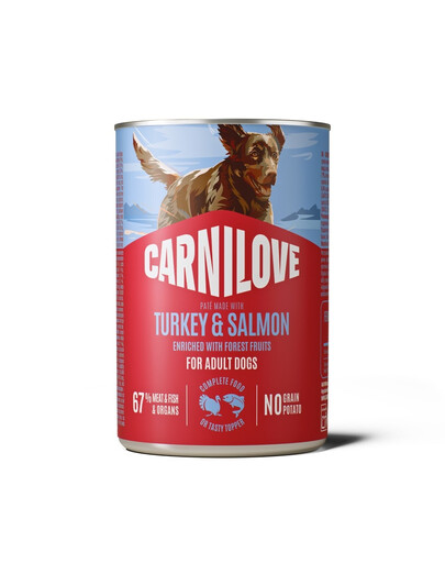 CARNILOVE Dog Can Nassfutter Pastete mit Pute und Lachs für adulte Hunde getreidefrei 400g