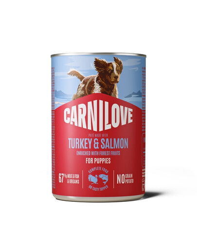 CARNILOVE Dog Can Nassfutter Pastete mit Pute und Lachs für Welpen getreidefrei 400g