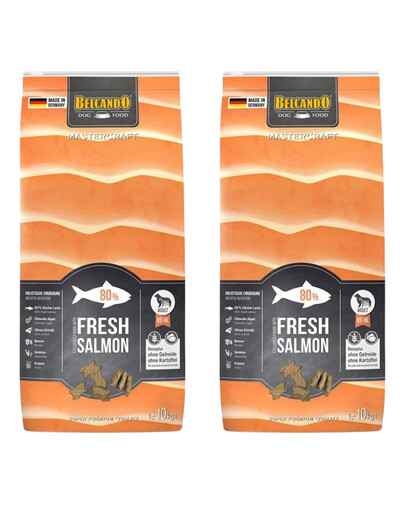 BELCANDO Mastercraft Fresh salmon Trockenfutter mit Lachs für adulte Hunde alle Rassen getreidefrei 20 kg (2x10 kg)