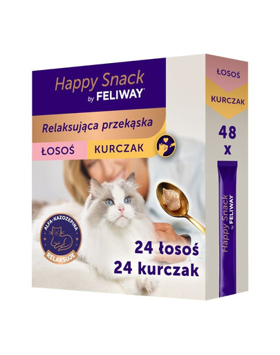 FELIWAY Happy Snack Mix Chicken and Salmon entspannender Snack mit Huhn und Lachs für alle Katzen cremig 48x15 g