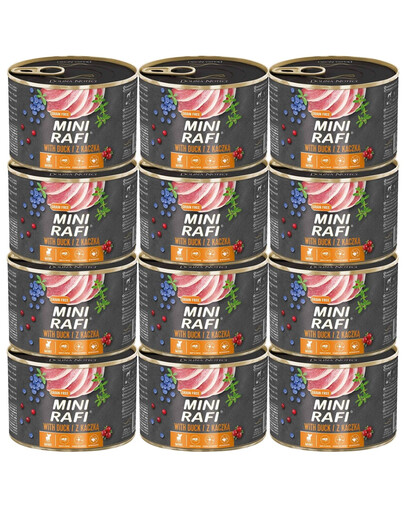RAFI Mini Nassfutter mit Ente für adulte kleine Hunde getreidefrei 12x185g