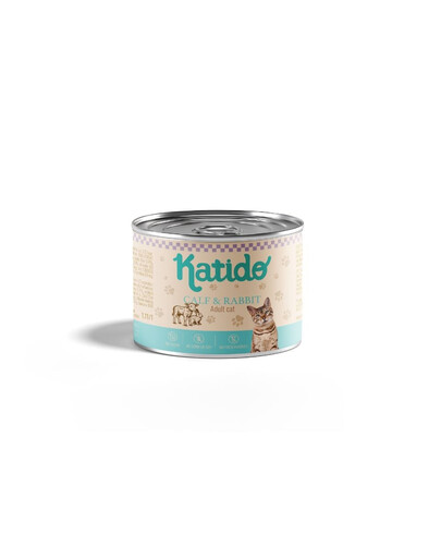 KATIDO Adult Calf and Rabbit Nassfutter Kalbfleisch mit Kaninchen für adulte Katzen 200g