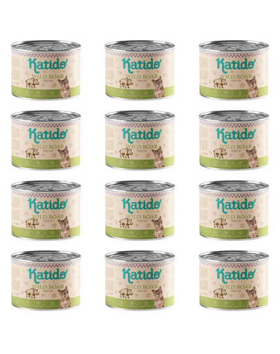 KATIDO Adult Wild Boar Nassfutter mit Wildschwein für adulte Katzen 12x200g