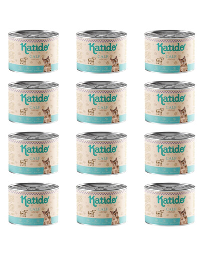KATIDO Adult Calf Nassfutter mit Kalbfleisch für adulte Katzen 12x200g