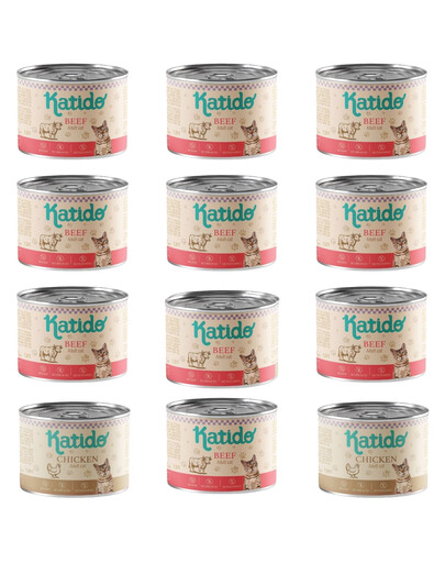 KATIDO Adult Beef Nassfutter mit Rind für adulte Katzen 12x200g