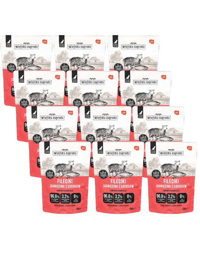 WIEJSKA ZAGRODA Nassfutter Monoprotein Filets Lamm mit Thunfisch für adulte Hunde getreidefrei 12x280 g