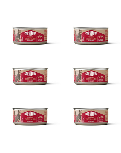CARNILOVE Cat Can Paté Nassfutter Pastete mit Huhn und Lamm für Katzen getreidefrei 6x100 g