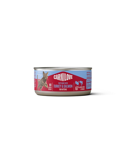 CARNILOVE Cat Can Paté Nassfutter Pastete mit Pute und Lachs für Kätzchen getreidefrei 100 g
