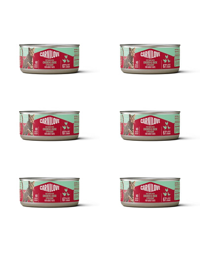 CARNILOVE Cat Can Paté Nassfutter Pastete mit Huhn, Ente und Fasan für Katzen getreidefrei 6x100 g