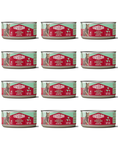 CARNILOVE Cat Can Paté Nassfutter Pastete mit Huhn, Ente und Fasan für Katzen getreidefrei 12x100g