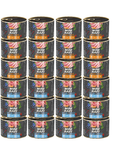 RAFI Mini Nassfutter mit Ente und Lamm für adulte kleine Hunde getreidefrei 24x185g