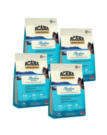 ACANA Highest Protein Pacifica Recipe getreide- und glutenfreies Hundefutter für alle Altersgruppen und Rassen 4x2 kg