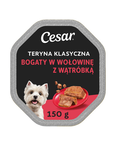 CESAR Nassfutter Terrine mit Rindfleisch und Leber für adulte Hunde 150g