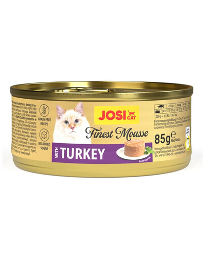 JOSERA JosiCat Finest Mousse Nassfutter mit Truthahn für Katzen getreidefrei 85 g