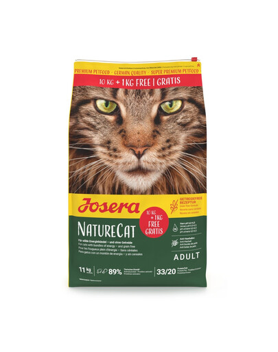 JOSERA NatureCat Trockenfutter mit Geflügel und Lachs getreidefrei für Katzen 10kg+1kg