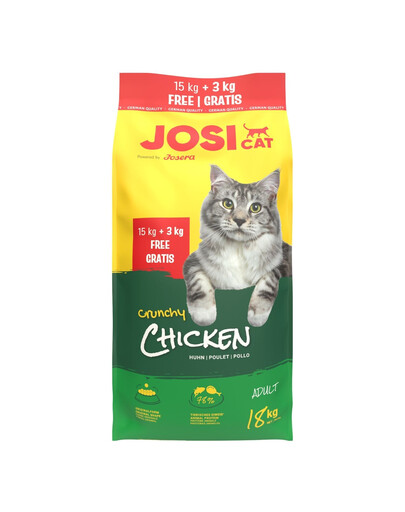 JOSERA JosiCat Crunchy Chicken Trockenfutter mit Geflügel für adulte Katzen 15kg+3kg