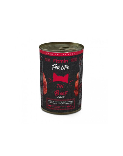 FITMIN For Life Nassfutter mit Rind in Soße für Katzen getreidefrei 400 g