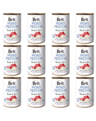 BRIT Mono Protein Lamb & Rice Nassfutter mit Lamm und Reis für adulte Hunde 12x400 g