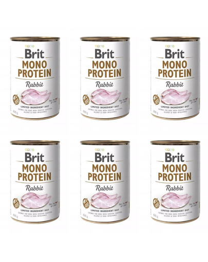 BRIT Mono Protein Rabbit Nassfutter mit Kaninchen für adulte Hunde 6x400 g