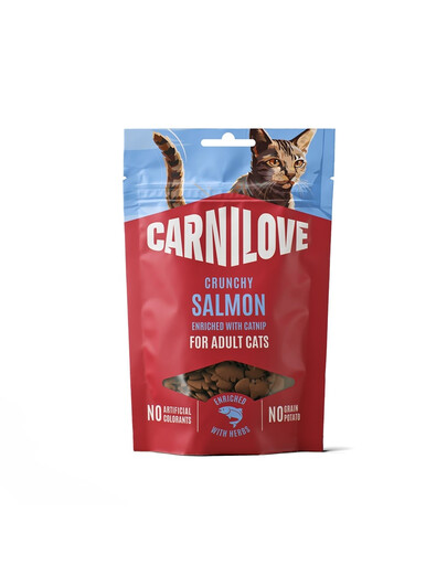 CARNILOVE Crunchy Salmon knusprige Snacks mit Lachs und Katzenminze für Katzen 12x50g