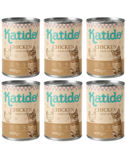KATIDO Adult Cat Chicken Nassfutter Huhn mit Lachsöl für Katzen 6x400 g