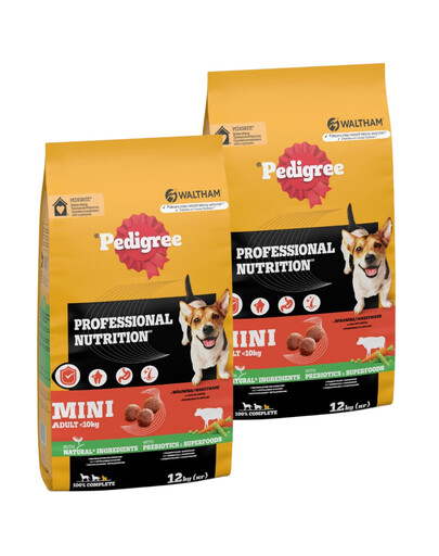 PEDIGREE Professional Nutrition Adult Mini mit Rind und Gemüse kleine Rassen 2 x 12 kg