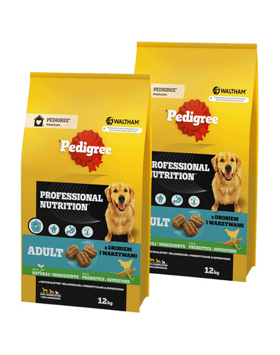 PEDIGREE Adult Professional Nutrition mit Geflügel und Gemüse für Hunde mittlerer und großer Rassen 2 x 12 kg