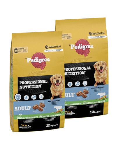 PEDIGREE Professional Nutrition Adult mit Rind und Gemüse für große und mittelgroße Hunde 2x12 kg