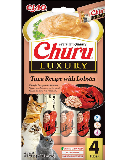 INABA Churu Luxury cremiger Snack mit Thunfisch und Hummer für Katzen 4x14 g