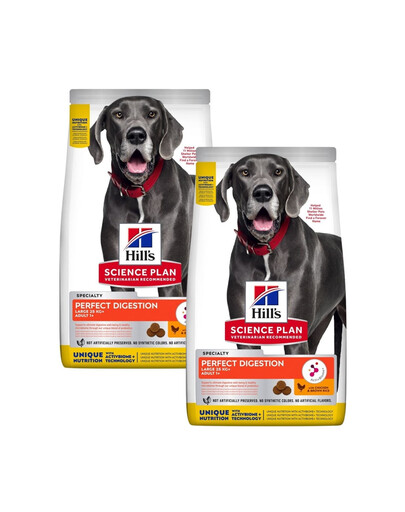 HILL'S Science Plan Canine Adult Large Perfect Digestion Chicken and Brown Rice Futter für gesunde Verdauung für große Hunde 2x14kg