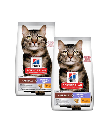 HILL'S Science Plan Hairball & Perfect Coat Futter mit Huhn für adulte Katzen 2x7kg