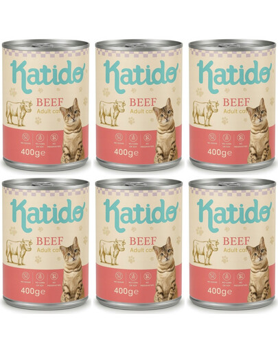 KATIDO Adult Cat Beef Nassfutter Rind mit Lachsöl für Katzen 6x400 g