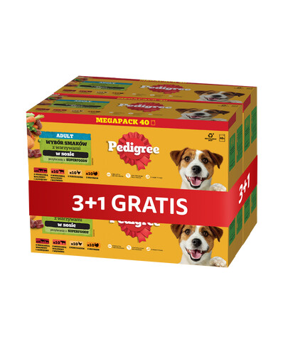 PEDIGREE Adult Nassfutter Mix Geschmacks mit Gemüse für adulte Hunde 4 x 40x100 g