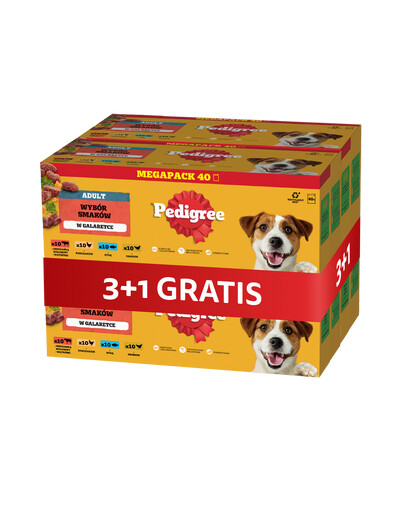 PEDIGREE Adult Nassfutter Mix Geschmacks mit Rind, Leber, Huhn, Fisch, Geflügel in Gelee 4 x 40x100 g