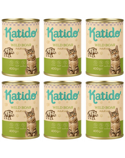 KATIDO Adult Cat Wild Boar Nassfutter Wildschwein mit Lachsöl für Katzen 6x400 g
